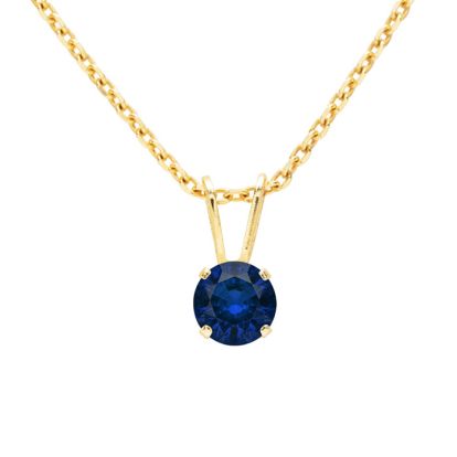 1/2 Carat Sapphire Solitaire Necklace In Yellow Gold With Free Chain