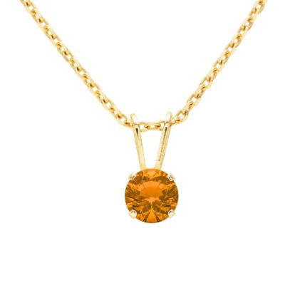 1/2 Carat Citrine Solitaire Necklace In Yellow Gold With Free Chain
