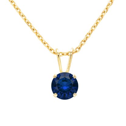 3/4 Carat Sapphire Solitaire Necklace In Yellow Gold With Free Chain