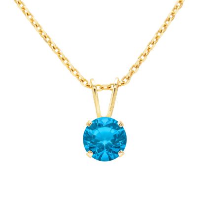 3/4 Carat Blue Topaz Solitaire Necklace In Yellow Gold With Free Chain