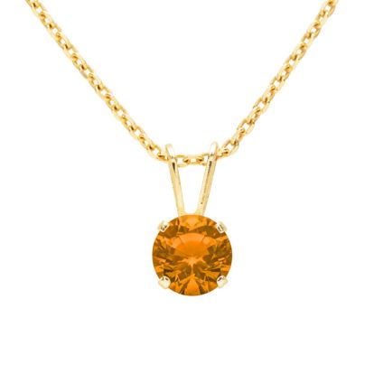 3/4 Carat Citrine Solitaire Necklace In Yellow Gold With Free Chain