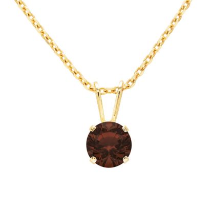 3/4 Carat Garnet Solitaire Necklace In Yellow Gold With Free Chain