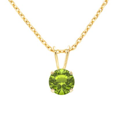 3/4 Carat Peridot Solitaire Necklace In Yellow Gold With Free Chain