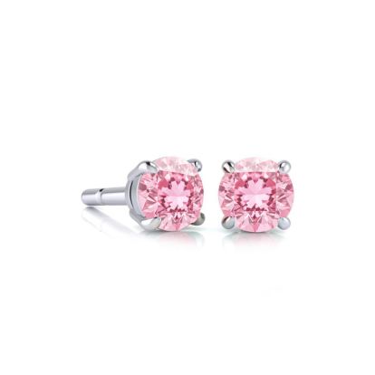 1 Carat Pink Topaz Stud Earrings In White Gold