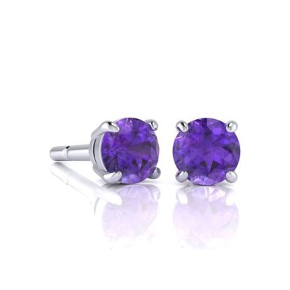 1 1/2 Carat Amethyst Stud Earrings In White Gold