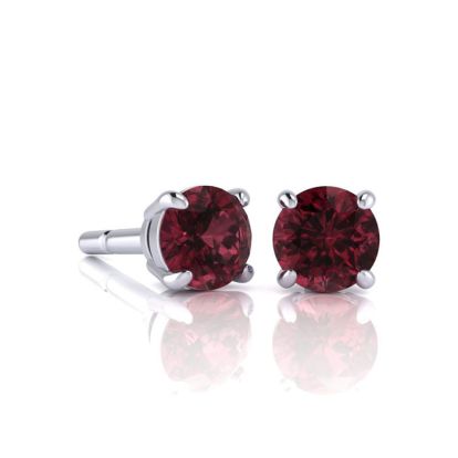1 1/2 Carat Garnet Stud Earrings In White Gold