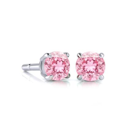 1 1/2 Carat Pink Topaz Stud Earrings In White Gold