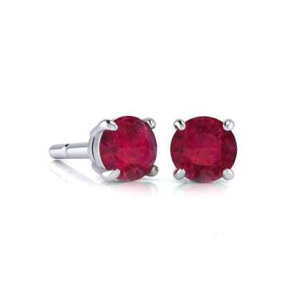 1 1/2 Carat Ruby Stud Earrings In White Gold