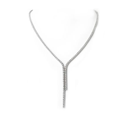 Previously Owned 7 Carat Diamond Tennis Drop Necklace In 14 Karat White Gold