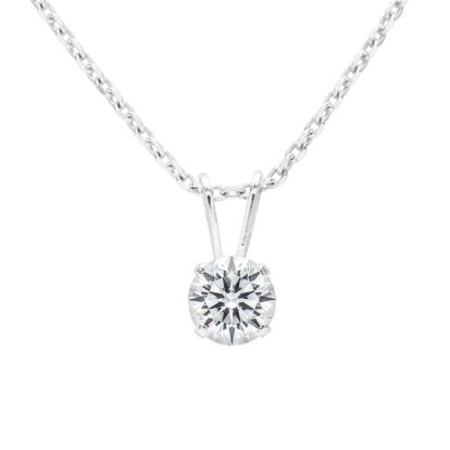 0.15 Carat Lab Grown Diamond Solitaire Necklace In White Gold With Free Chain