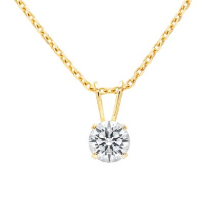 0.15 Carat Lab Grown Diamond Solitaire Necklace In Yellow Gold With Free Chain