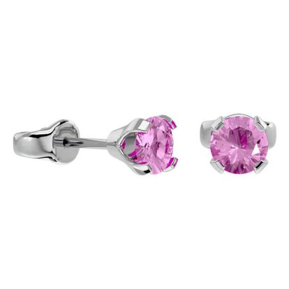 1/2 Carat Pink Topaz Stud Earrings In White Gold