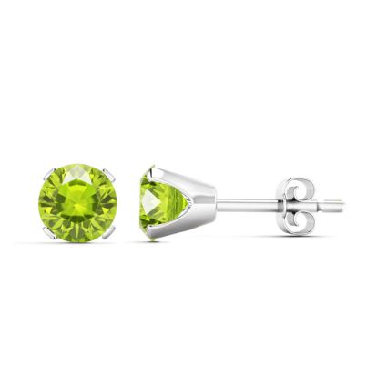 2 Carat Peridot Stud Earrings In White Gold