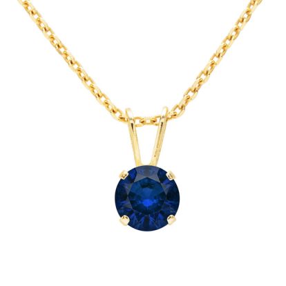 1 Carat Sapphire Solitaire Necklace In Yellow Gold With Free Chain