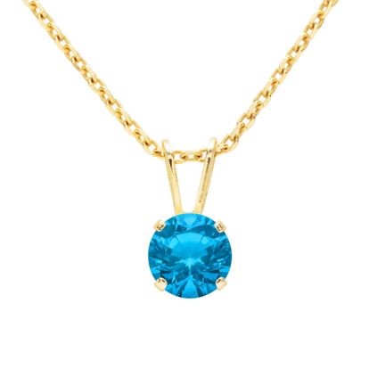 1 Carat Blue Topaz Solitaire Necklace In Yellow Gold With Free Chain