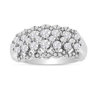 Estate Jewelry 1 Carat Diamond Cocktail Ring In 14 Karat White Gold, Size 7
