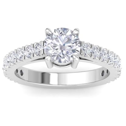 2 Carat Lab Grown Diamond Engagement Ring In Sterling Silver