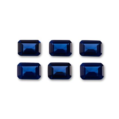 7x5mm Octagon Shape Created Sapphire Gemstones, Each Weighing 3/4 Carat - 4 1/2 Carats Total