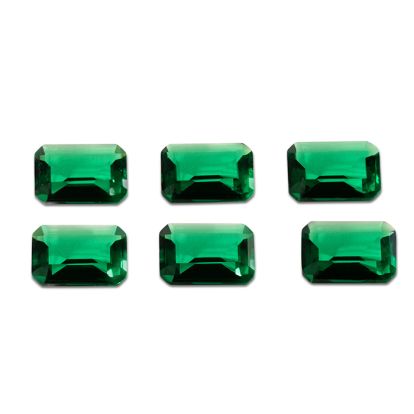 7x5mm Octagon Shape Created Emerald Gemstones, Each Weighing 3/4 Carat - 4 1/2 Carats Total