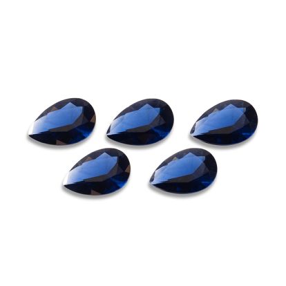 9x6mm Pear Shape Created Sapphire Gemstones, Each Weighing 1 Carat - 5 Carats Total