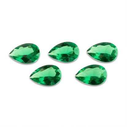9x6mm Pear Shape Created Emerald Gemstones, Each Weighing 1 Carat - 5 Carats Total