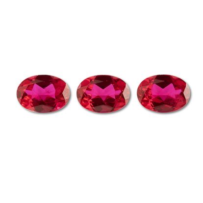 14x10mm Oval Shape Created Ruby Gemstones, Each Weighing 7 1/2 Carats - 22 1/2 Carats Total