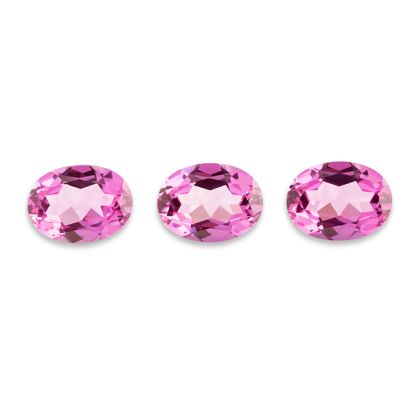 16x12mm Oval Shape Created Pink Sapphire Gemstones, Each Weighing 12 1/2 Carats - 37 1/2 Carats Total