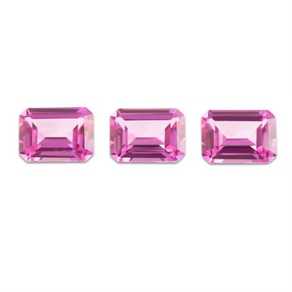 14x10mm Octagon Shape Created Pink Sapphire Gemstones, Each Weighing 10 Carats - 30 Carats Total