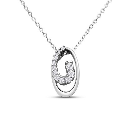 Estate Jewelry 1/4 Carat Fancy Oval Journey Necklace With Cubic Zirconia In Sterling Silver
