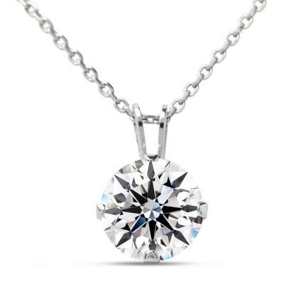 2 Carat Moissanite Solitaire Necklace In White Gold With Free Chain