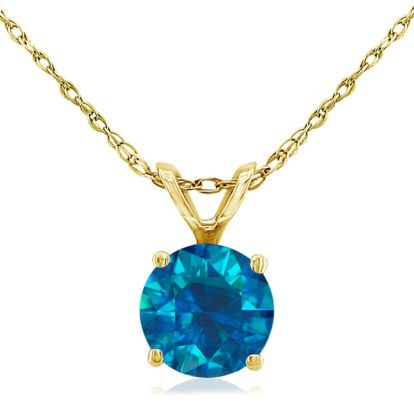 3/4ct Blue Diamond Pendant in Yellow Gold