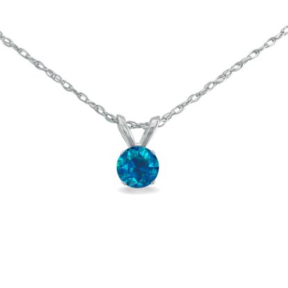 1/5ct Blue Diamond Pendant in White Gold