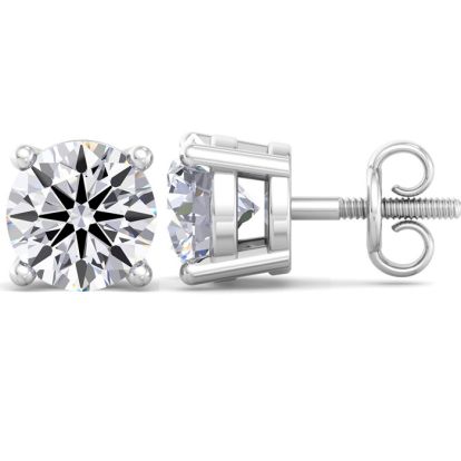 14 Carat Lab Grown Diamond Earrings In 14 Karat White Gold, Basket Setting
