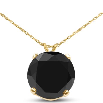 3ct Black Diamond Solitaire Pendant in Yellow Gold