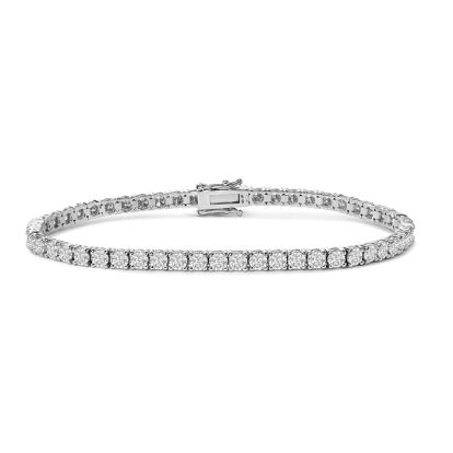 Estate Jewelry 14 Karat White Gold 8 Carat Diamond Tennis Bracelet, 7 Inches