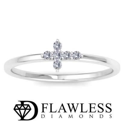 D Flawless Diamonds™ 0.06 Carat Diamond Sideways Cross Ring In Sterling Silver