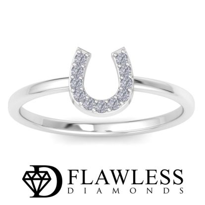 D Flawless Diamonds™ 1/10 Carat Diamond Horseshoe Ring In Sterling Silver