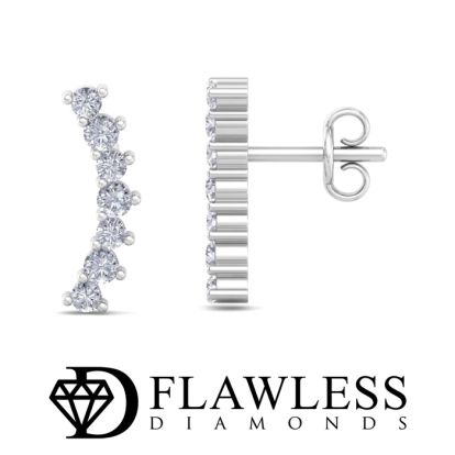 D Flawless Diamonds™ 0.14 Carat Diamond Journey Stud Earrings In Sterling Silver