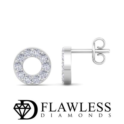 D Flawless Diamonds™ 1/5 Carat Diamond Circle Stud Earrings In Sterling Silver