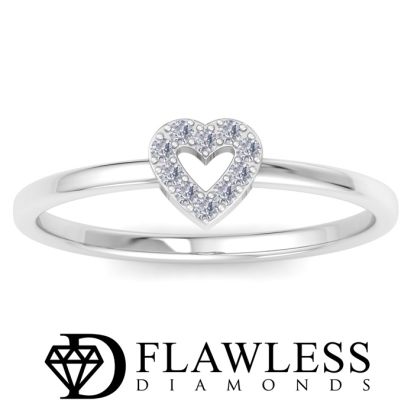 D Flawless Diamonds™ 1/10 Carat Diamond Heart Ring In Sterling Silver