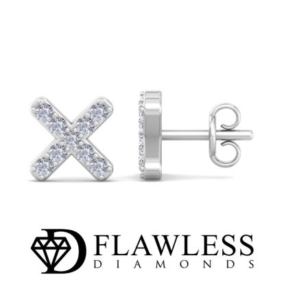 D Flawless Diamonds™ 1/8 Carat Diamond Tiny X Stud Earrings In Sterling Silver