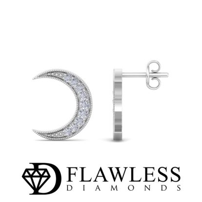 D Flawless Diamonds™ 1/5 Carat Diamond Moon Stud Earrings In Sterling Silver