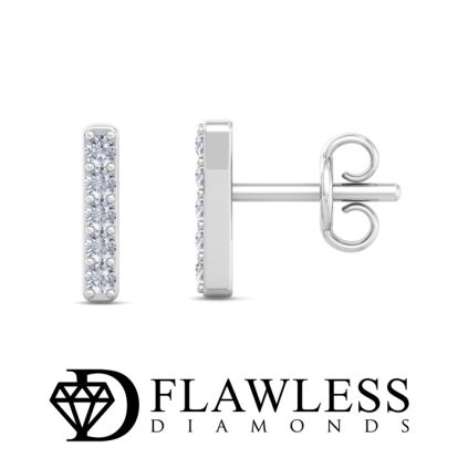 D Flawless Diamonds™ 0.07 Carat Diamond Bar Earrings In Sterling Silver