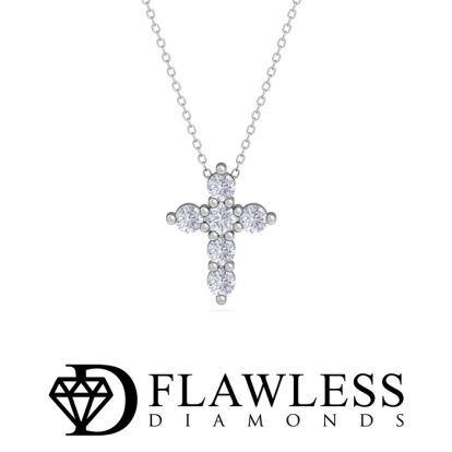 D Flawless Diamonds™ 1/10 Carat Diamond Cross Necklace In Sterling Silver, 18 Inches