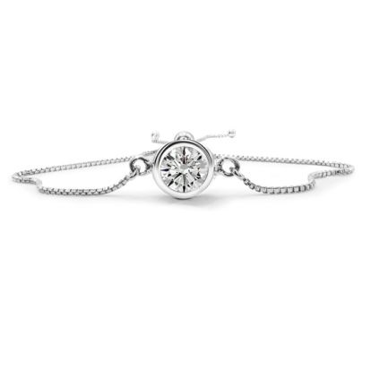 1 Carat Lab Grown Diamond Bolo Bracelet In Sterling Silver, Adjustable 6-9 Inches