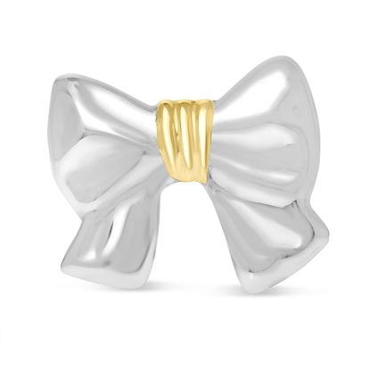 Estate Jewelry Vintage Two Tone Bow Brooch In Sterling Silver