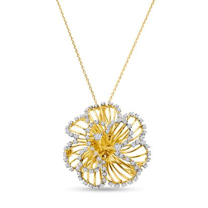 Estate Jewelry Vintage 2 Carat Diamond Necklace In 14 Karat Yellow Gold
