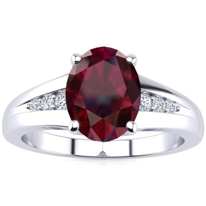 1 1/2ct Oval Shape Ruby and Diamond Ring in 10k White Gold