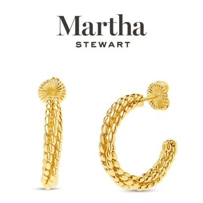 Martha Stewart Beaded Gold Hoop Earrings, 1 Inch