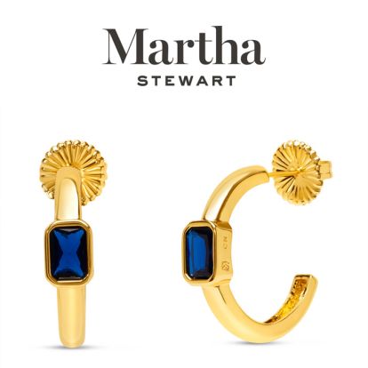 Martha Stewart Gold Hoop Earrings, Blue Sapphire